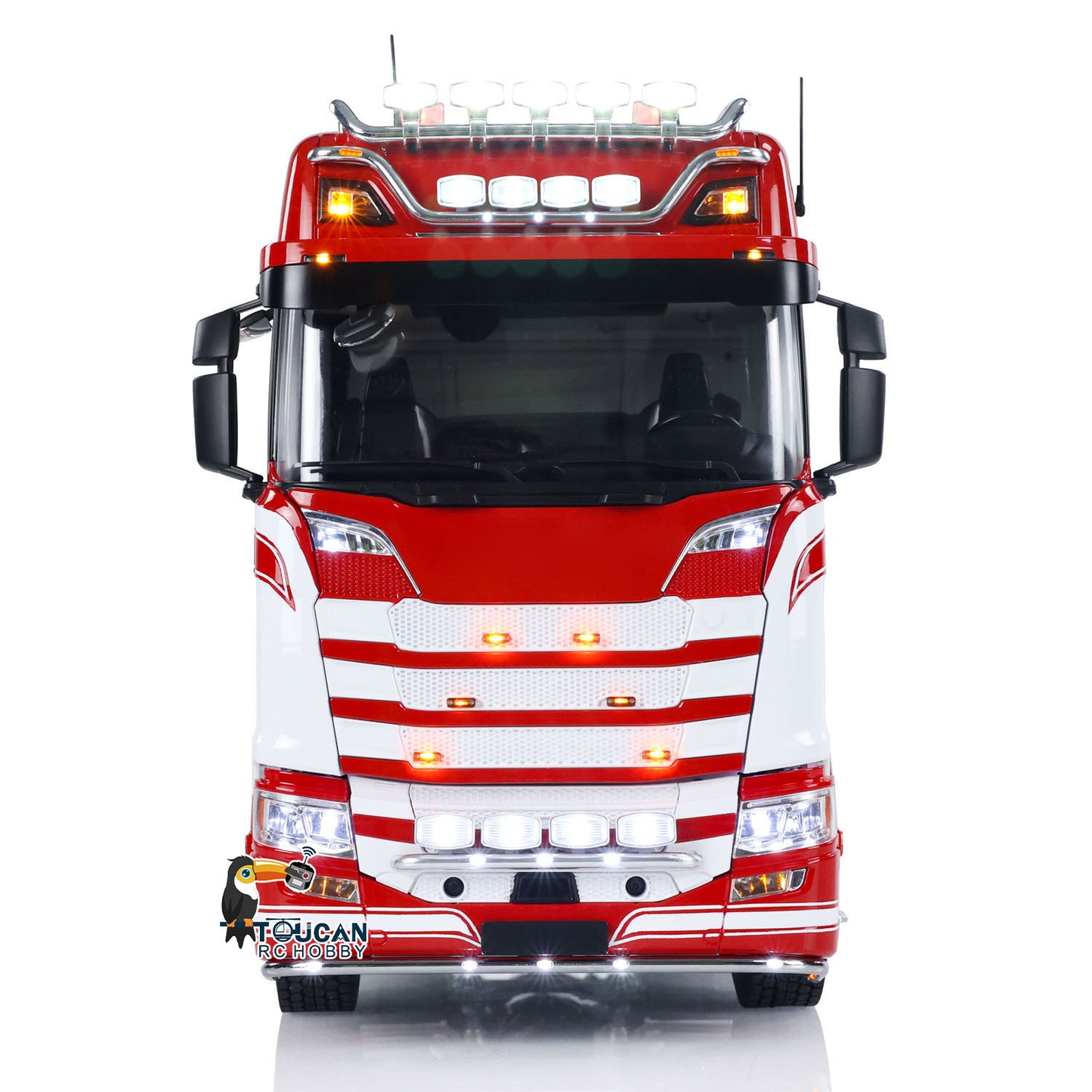 1/14 Finish RC Sattelzugmaschine 770S 6x6 Metallchassis Licht Sound Rauch 3-Gang Lackiertes Fahrzeug