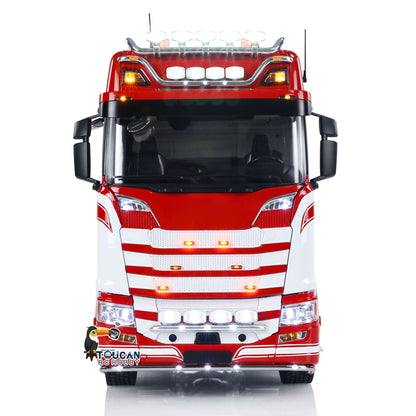 1/14 Finish RC Sattelzugmaschine 770S 6x6 Metallchassis Licht Sound Rauch 3-Gang Lackiertes Fahrzeug