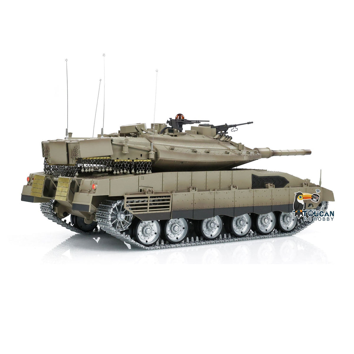 Henglong 1/16 TK7.0 IDF Merkava MK IV 3958 RTR RC Tank with Dual Battery Barrel Recoil 360 Degrees Turret Smoke BB Unit IR Metal Sprockets Idlers Road Wheels Tracks Gearbox