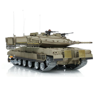 Henglong 1/16 TK7.0 IDF Merkava MK IV 3958 RTR RC Tank with Dual Battery Barrel Recoil 360 Degrees Turret Smoke BB Unit IR Metal Sprockets Idlers Road Wheels Tracks Gearbox