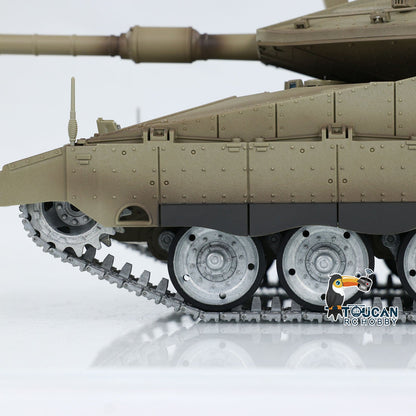 Henglong 1/16 TK7.0 IDF Merkava MK IV 3958 RTR RC Tank with Dual Battery Barrel Recoil 360 Degrees Turret Smoke BB Unit IR Metal Sprockets Idlers Road Wheels Tracks Gearbox