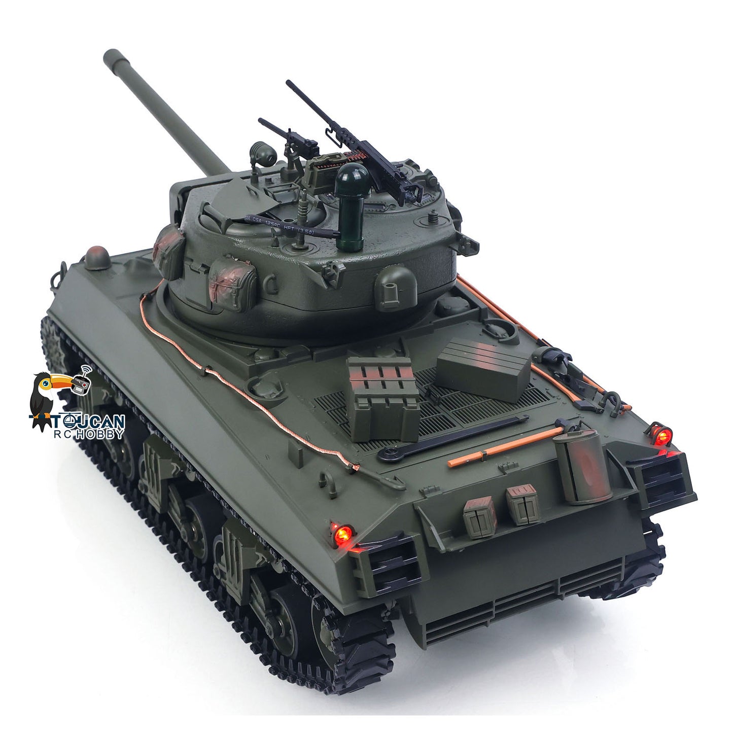 Large Hatch 1/16 Remote Control Tank Sherman M4A3 Infrared System Barrel Elevation Smoke Unit Metal Chassis Gearbox 360?? Turret