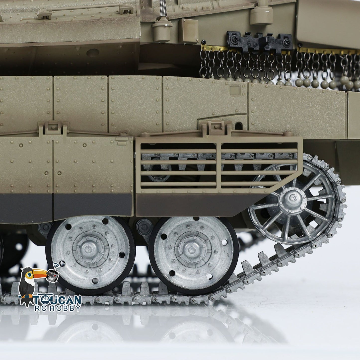 Henglong 1/16 TK7.0 IDF Merkava MK IV 3958 RTR RC Tank with Dual Battery Barrel Recoil 360 Degrees Turret Smoke BB Unit IR Metal Sprockets Idlers Road Wheels Tracks Gearbox