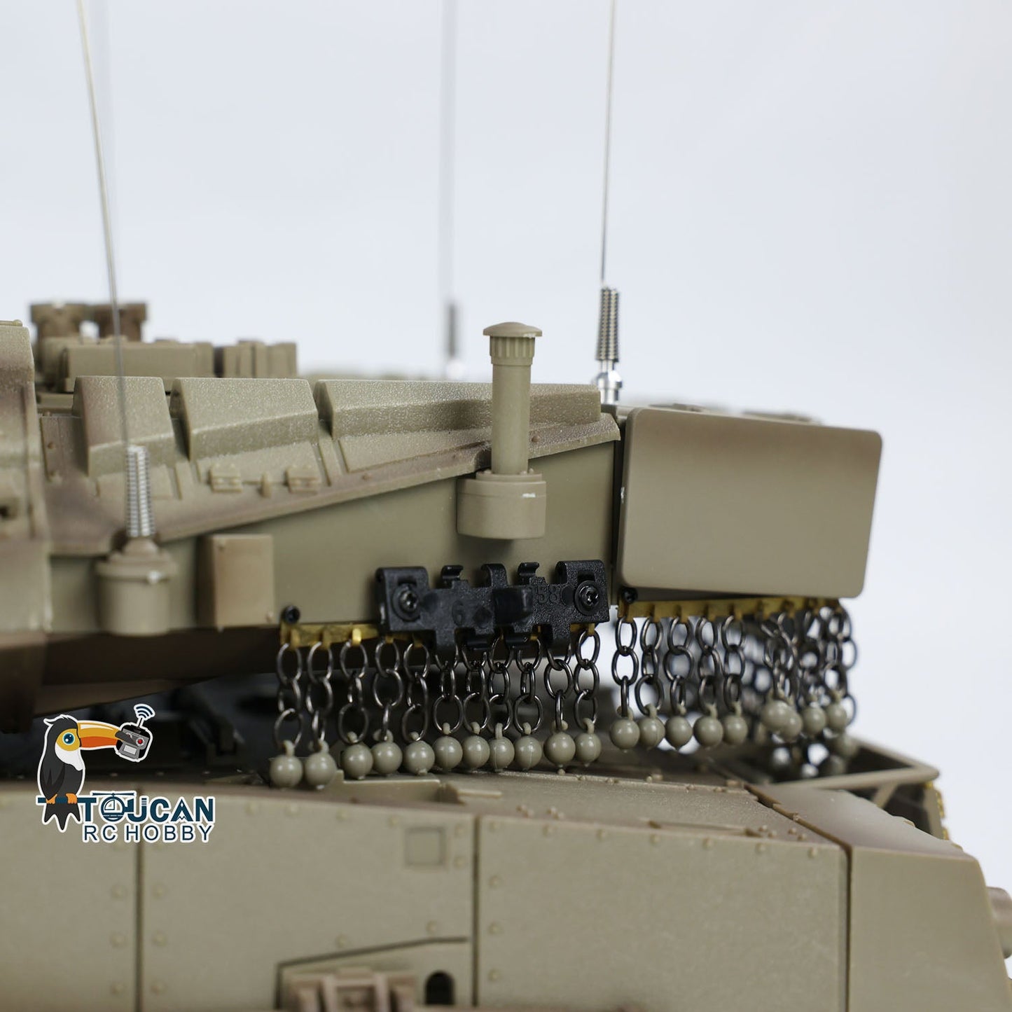 Henglong 1/16 TK7.0 IDF Merkava MK IV 3958 RTR RC Tank with Dual Battery Barrel Recoil 360 Degrees Turret Smoke BB Unit IR Metal Sprockets Idlers Road Wheels Tracks Gearbox