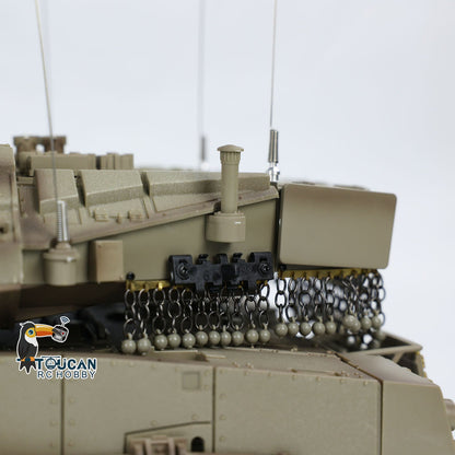 Henglong 1/16 TK7.0 IDF Merkava MK IV 3958 RTR RC Tank with Dual Battery Barrel Recoil 360 Degrees Turret Smoke BB Unit IR Metal Sprockets Idlers Road Wheels Tracks Gearbox