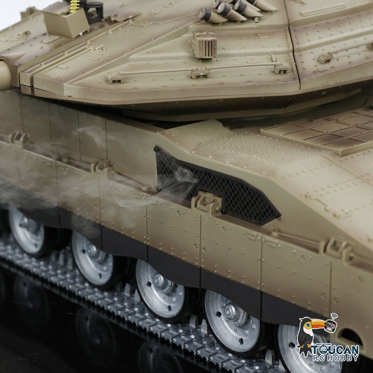 Henglong 1/16 TK7.0 IDF Merkava MK IV 3958 RTR RC Tank with Dual Battery Barrel Recoil 360 Degrees Turret Smoke BB Unit IR Metal Sprockets Idlers Road Wheels Tracks Gearbox