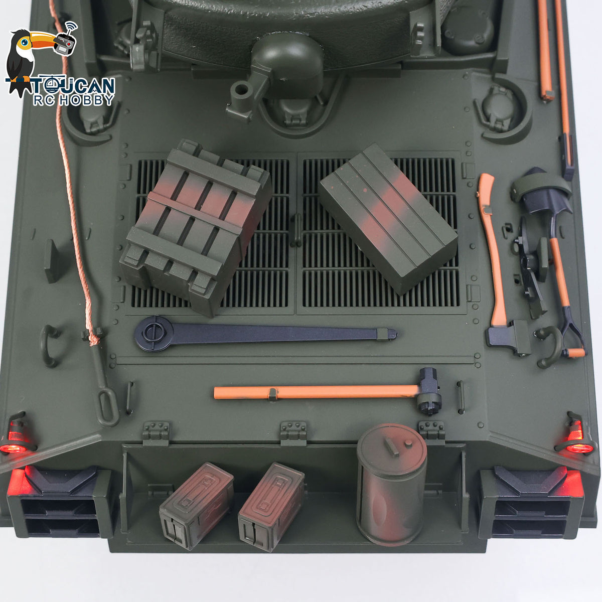 Large Hatch 1/16 Remote Control Tank Sherman M4A3 Infrared System Barrel Elevation Smoke Unit Metal Chassis Gearbox 360?? Turret