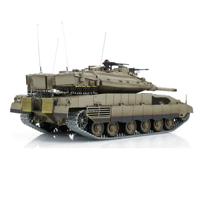 Henglong 1/16 TK7.0 Merkava MK IV 3958 RTR RC Tank with Dual Battery Barrel Recoil Smoke BB Metal Idlers Sprockets Wheels Gearbox Tracks