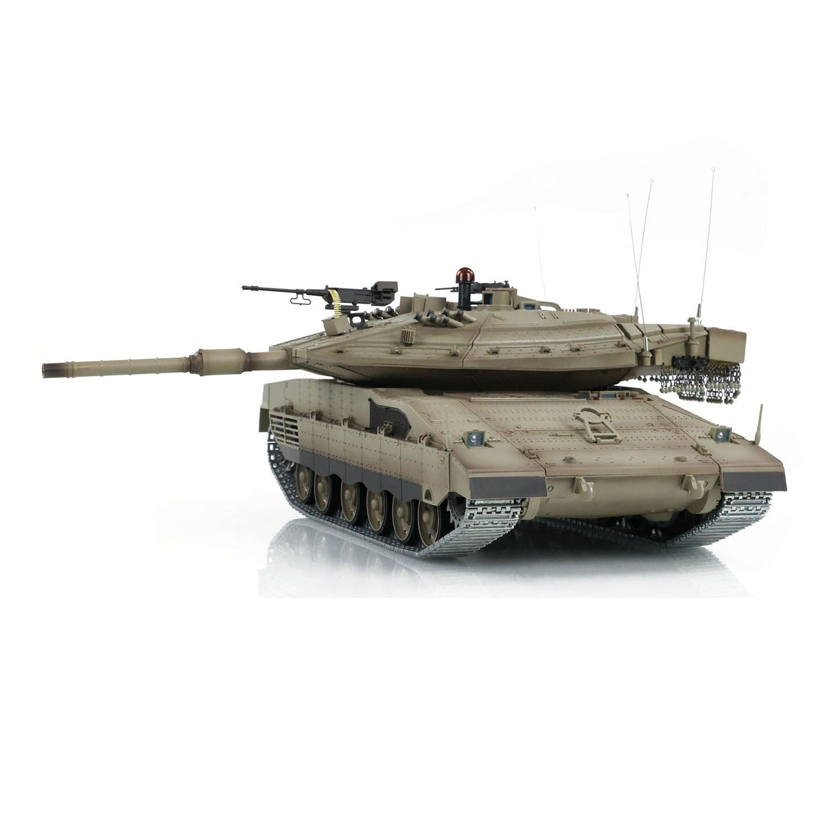 Henglong 1/16 TK7.0 Merkava MK IV 3958 RTR RC Tank with Dual Battery Barrel Recoil Smoke BB Metal Idlers Sprockets Wheels Gearbox Tracks