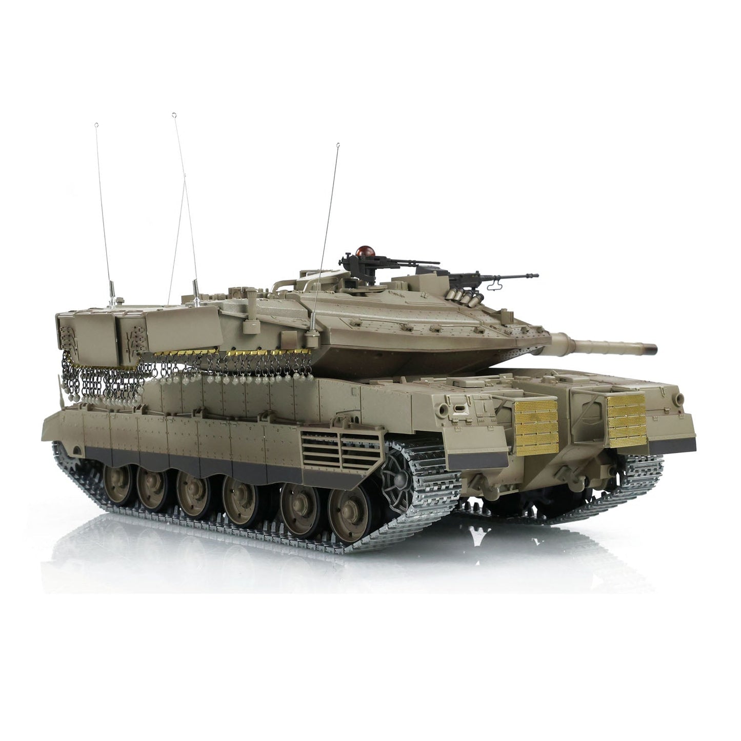 Henglong 1/16 TK7.0 Merkava MK IV 3958 RTR RC Tank with Dual Battery Barrel Recoil Smoke BB Metal Idlers Sprockets Wheels Gearbox Tracks