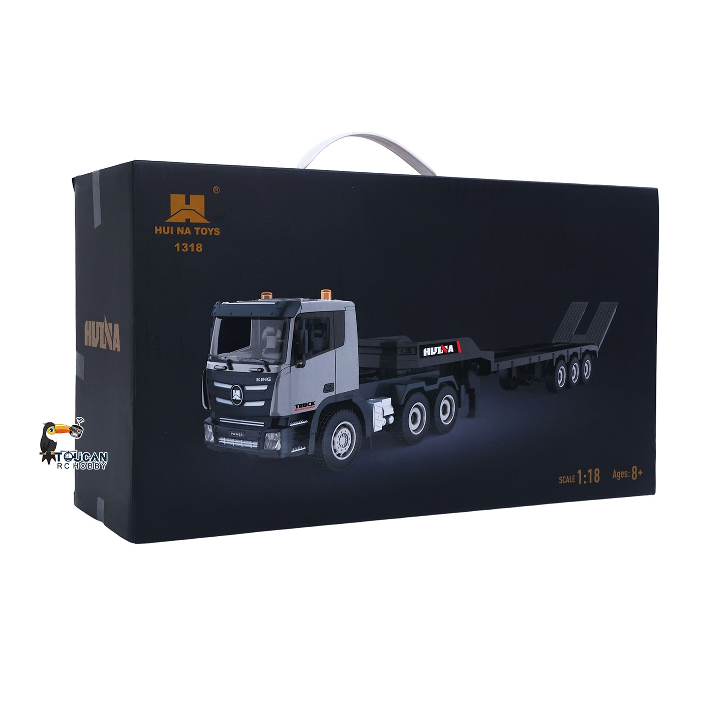 Huina 1318 1:18 RC-Sattelzugmaschine, 9-Kanal-Fernsteuerungsautos mit Pritschenanhänger, zusammengebaut und lackiert, Hobby-Modell, Geschenk