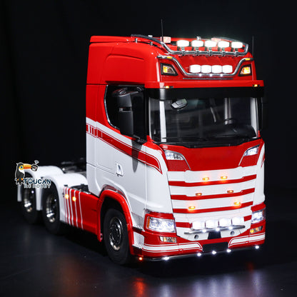 1/14 Finish RC Sattelzugmaschine 770S 6x6 Metallchassis Licht Sound Rauch 3-Gang Lackiertes Fahrzeug