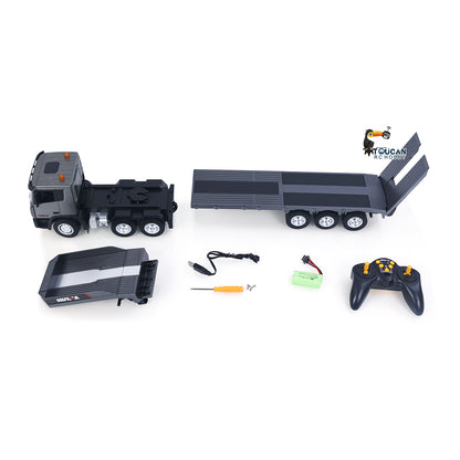 Huina 1318 1:18 RC-Sattelzugmaschine, 9-Kanal-Fernsteuerungsautos mit Pritschenanhänger, zusammengebaut und lackiert, Hobby-Modell, Geschenk