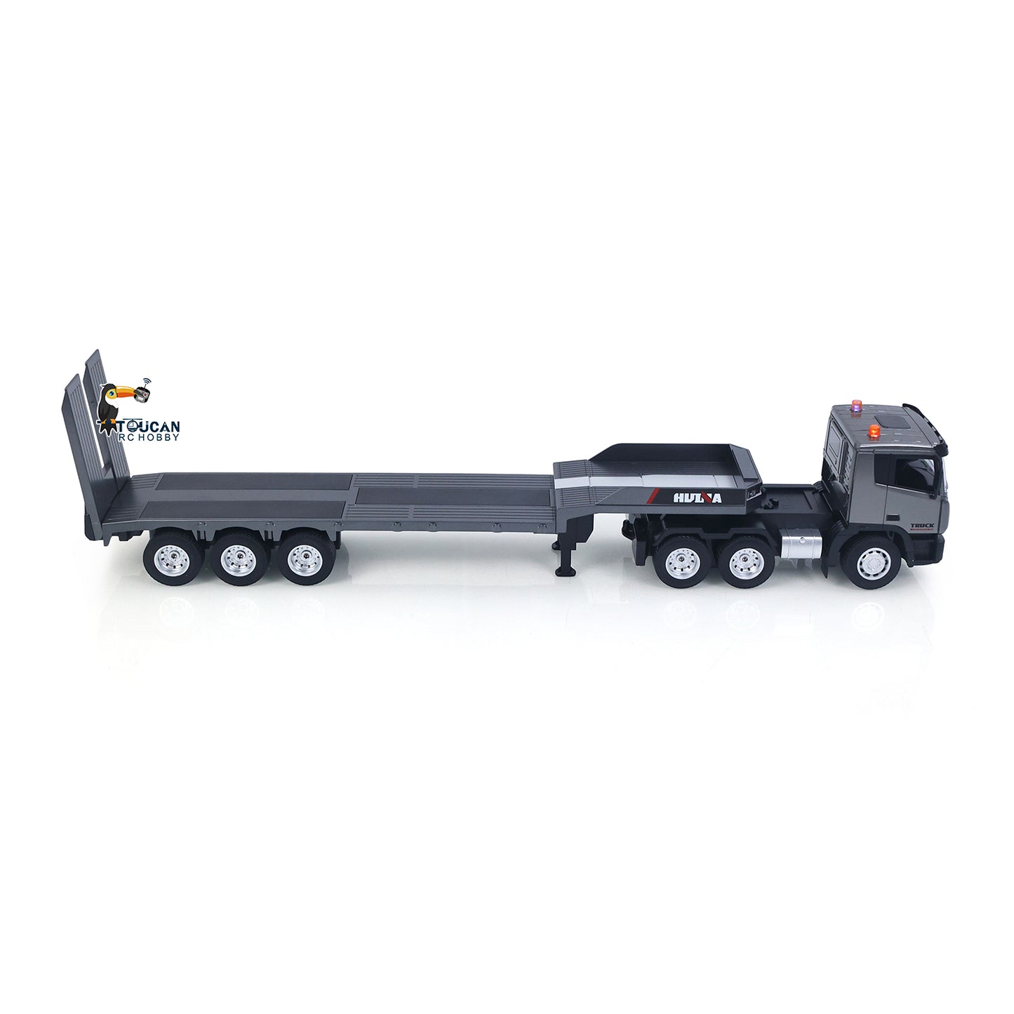 Huina 1318 1:18 RC-Sattelzugmaschine, 9-Kanal-Fernsteuerungsautos mit Pritschenanhänger, zusammengebaut und lackiert, Hobby-Modell, Geschenk