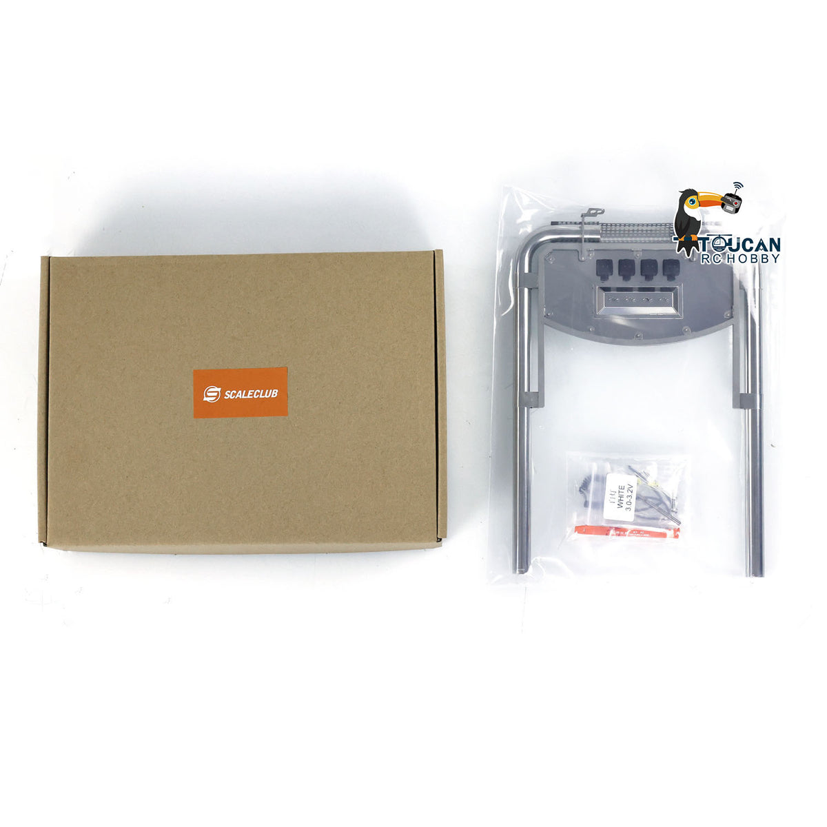 ScaleClub Metall-V-förmiges Auspuffrohr für 1/14 RC Traktor-LKW-Chassis Automodellteile R73 R62 R47 DIY-Teile