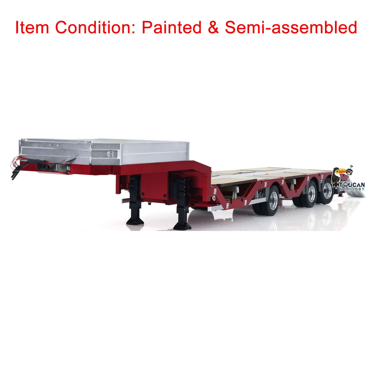 TOUCAN RC HOBBY 1/14 3 Axles Metal Trailer Extendible Trailers for RC Tractor Truck Car Remote Control Vehicle Tipper DIY Models Semi-Assembled No Light Battery Charge