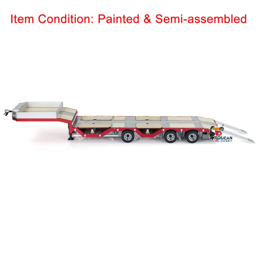 1/14 3 Axles Metal Trailer Extendible Trailers for RC Tractor Truck Car Remote Control Vehicle Tipper DIY Models Semi-Assembled No Light Battery Charge