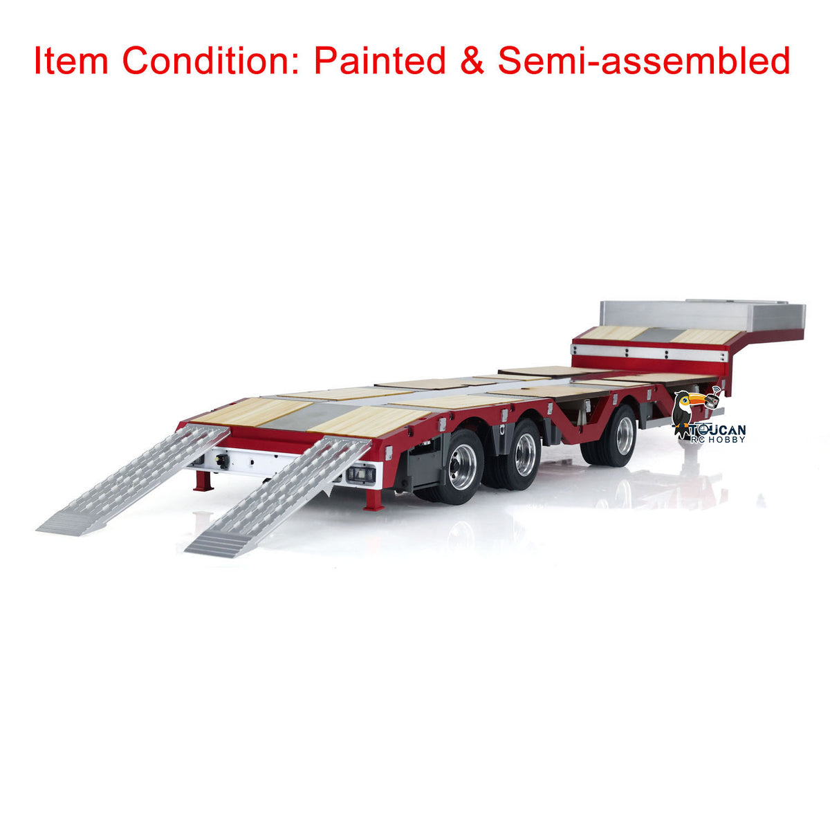TOUCAN RC HOBBY 1/14 3 Axles Metal Trailer Extendible Trailers for RC Tractor Truck Car Remote Control Vehicle Tipper DIY Models Semi-Assembled No Light Battery Charge