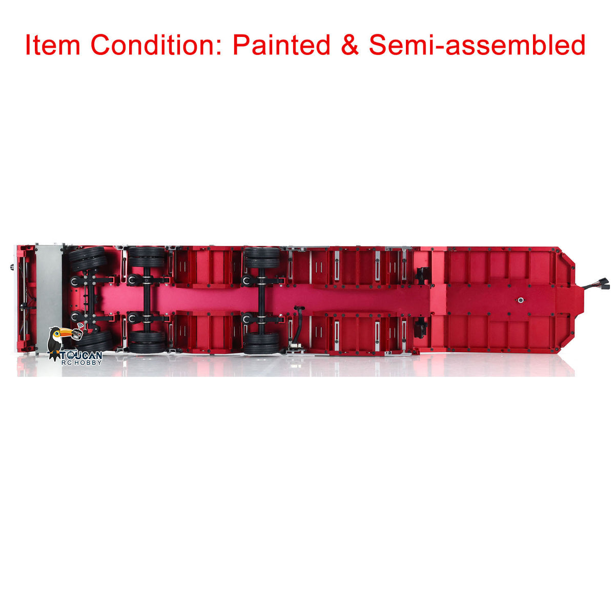 TOUCAN RC HOBBY 1/14 3 Axles Metal Trailer Extendible Trailers for RC Tractor Truck Car Remote Control Vehicle Tipper DIY Models Semi-Assembled No Light Battery Charge