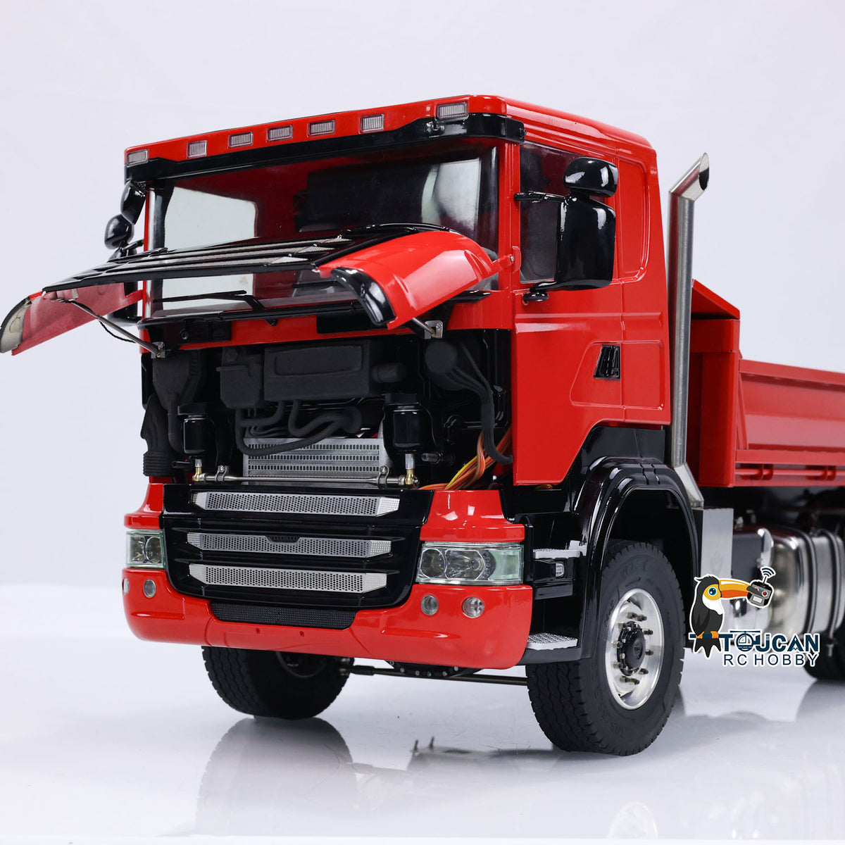 1/14 4x4 RC Hydraulisches Auto Metall Fernbedienung N44 Muldenkipper Mit Licht Sound 3-Gang-Getriebe Motor Lackiert Montiert