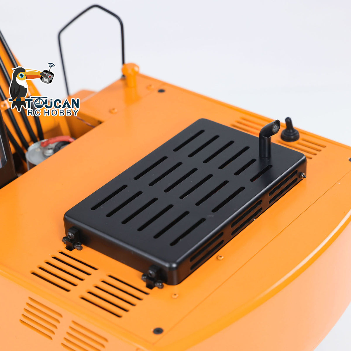 JDMODEL 1/12 RC-Hydraulikbagger, lackiert, montiert, Fernbedienung, Baufahrzeug, Pumpe, Ketten, Licht, Radio 