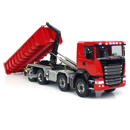 TOUCAN RC HOBBY 1/14 8x8 RC Hydraulic Full Dump Truck Roll-Off Dumper Trucks 3-speed Transmission Differential Lock Axles Motor Servo ESC