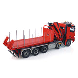1/14 Hydraulic RC Flatbed Timber Car 10x10 Remote Control Crane Dump Truck Model with 9-Channel Reversing Valve Light Sound System