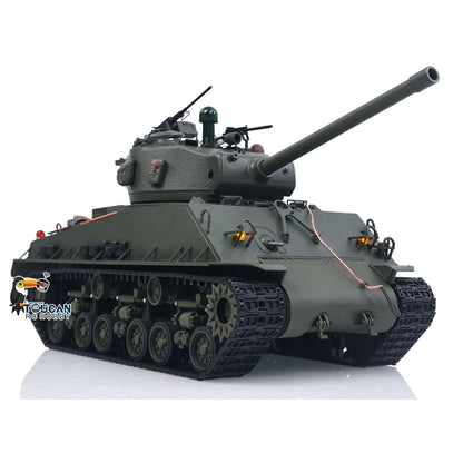 RTR 1/16 RC Tank Sherman M4A3E8 IR BB Barrel Elevation Smoking Metal Chassis Tracks Road Wheels Machine Gun 360 Degree Rotation