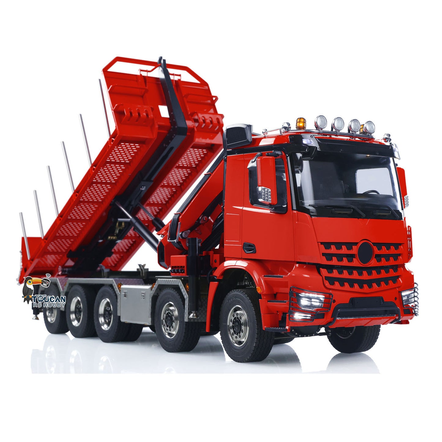 Toucanhobby 10x10 1/14 Metal RC Hydraulic Roll on Roll off Dumper Construction Vehicle 9-Way Reversing Valve Rear Axle Lifting for Hobbyists