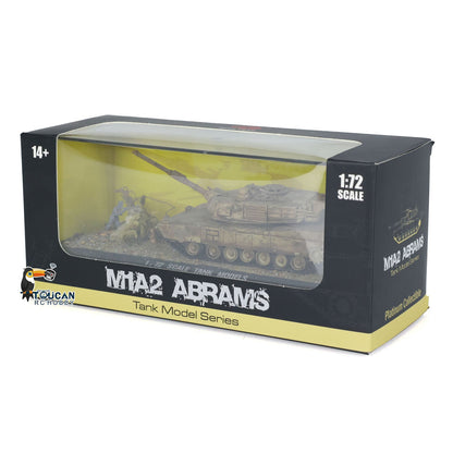 Henglong 1/72 Plastic USA Abrams M1A2 Static Tank 3918 Scene Model with 360 Degrees Manual Rotate Turret for Military Collection Enthusiasts