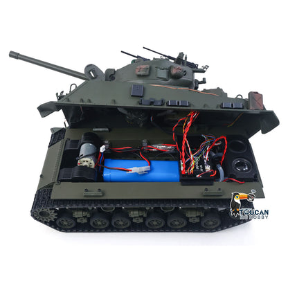 RTR 1/16 RC Tank Sherman M4A3E8 IR BB Barrel Elevation Smoking Metal Chassis Tracks Road Wheels Machine Gun 360 Degree Rotation