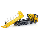 1:14 Hydraulic RC Flatbed Timber Car 10*10 Remote Control Crane Dump Truck Model with 9-Channel Reversing Valve  Sound LED Light