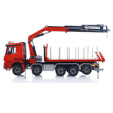 1/14 Hydraulic RC Flatbed Timber Car 10x10 Remote Control Crane Dump Truck Model with 9-Channel Reversing Valve Light Sound System