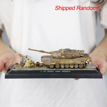 Henglong 1/72 Plastic USA Abrams M1A2 Static Tank 3918 Scene Model with 360 Degrees Manual Rotate Turret for Military Collection Enthusiasts