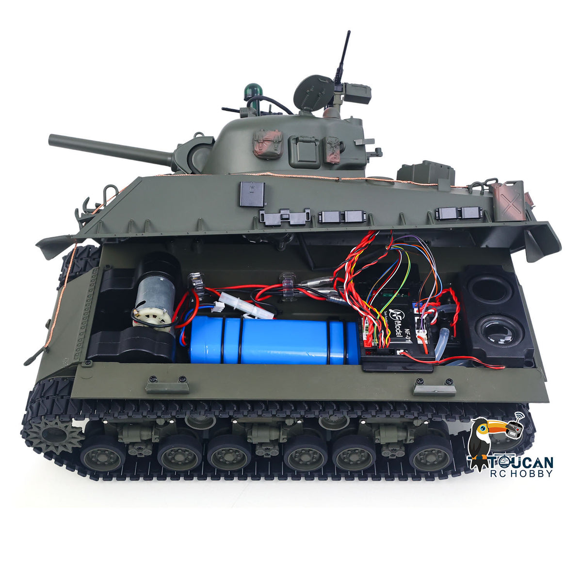 Sherman M4A3 1/16 Remote Control Tank Infrared System BB Barrel Elevation Smoke Unit Metal Chassis Light Sound No Charger