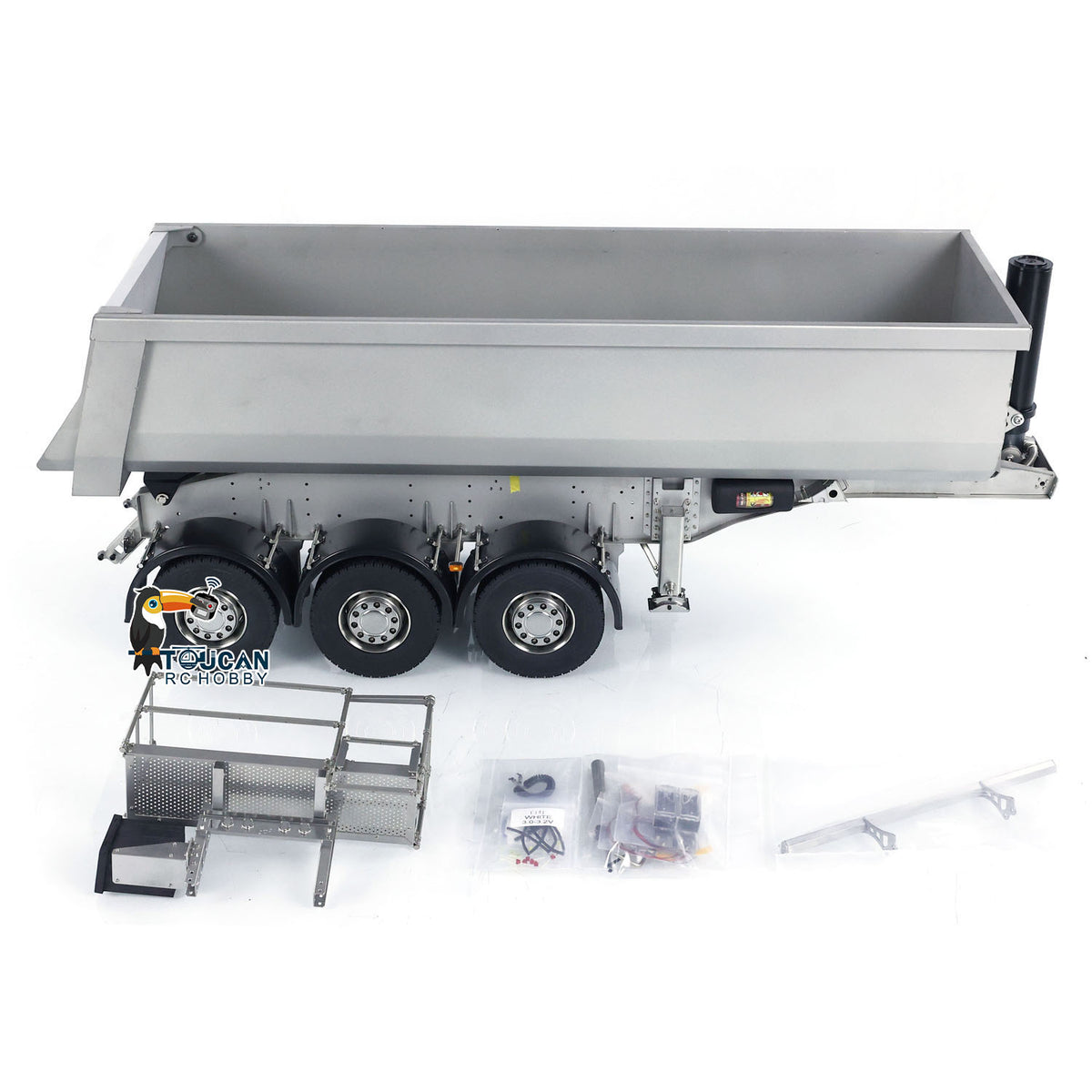 TOUCAN RC HOBBY 1/14 Metal 3 Axles Hydraulic RC Dump Semi-Trailer for Remote Control Tractor Trucks Unpainted Assembled Simulation Cars Models