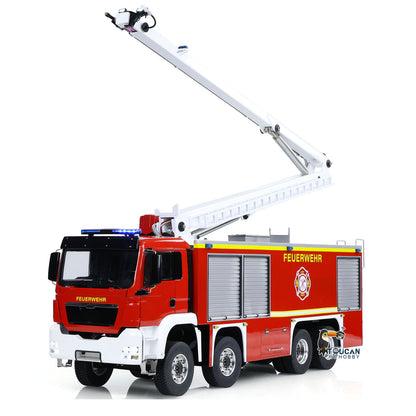 TOUCAN RC HOBBY 1/14 Metal Chassis Snozzle High-reach Extendable Turret 8x4 Remote Control Fire Truck Servo ESC Motor Light Sound System