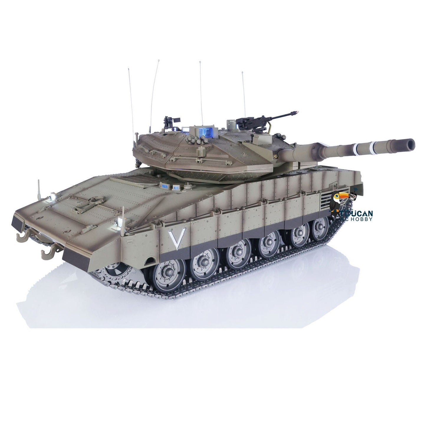 HengLong 1/16 TK7.1 IDF Merkava MK IV 3958 RTR RC Tank with FPV 360 Degrees Turret IR Smoke Unit BB Sounds Lights Metal Chassis Steel Gearbox