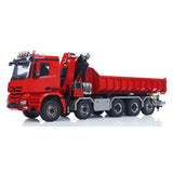 Metal 1/14 Hydraulic RC Dumper Car 10x10 Full-dump Crane Truck Rear Axle Lifting With 3-speed Gearbox Light Sound System Motor ESC