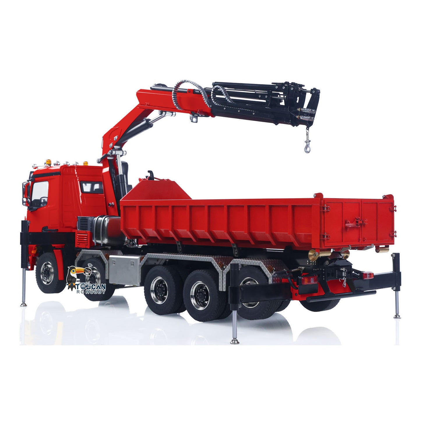 Toucanhobby 1/14 10*10 Metal RC Hydraulic Roll 0n Off Dumper 3 Speed Transmission Rear Axle Steering 9-way Reversing Valve Model