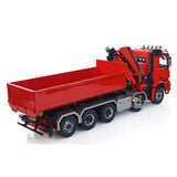 RC 1/14 10x10 Hydraulic Crane Tipper Construction Truck Full Dumper Lorry U-shaped Short Bucket Rear Axle Lifting Steering XELite Radio