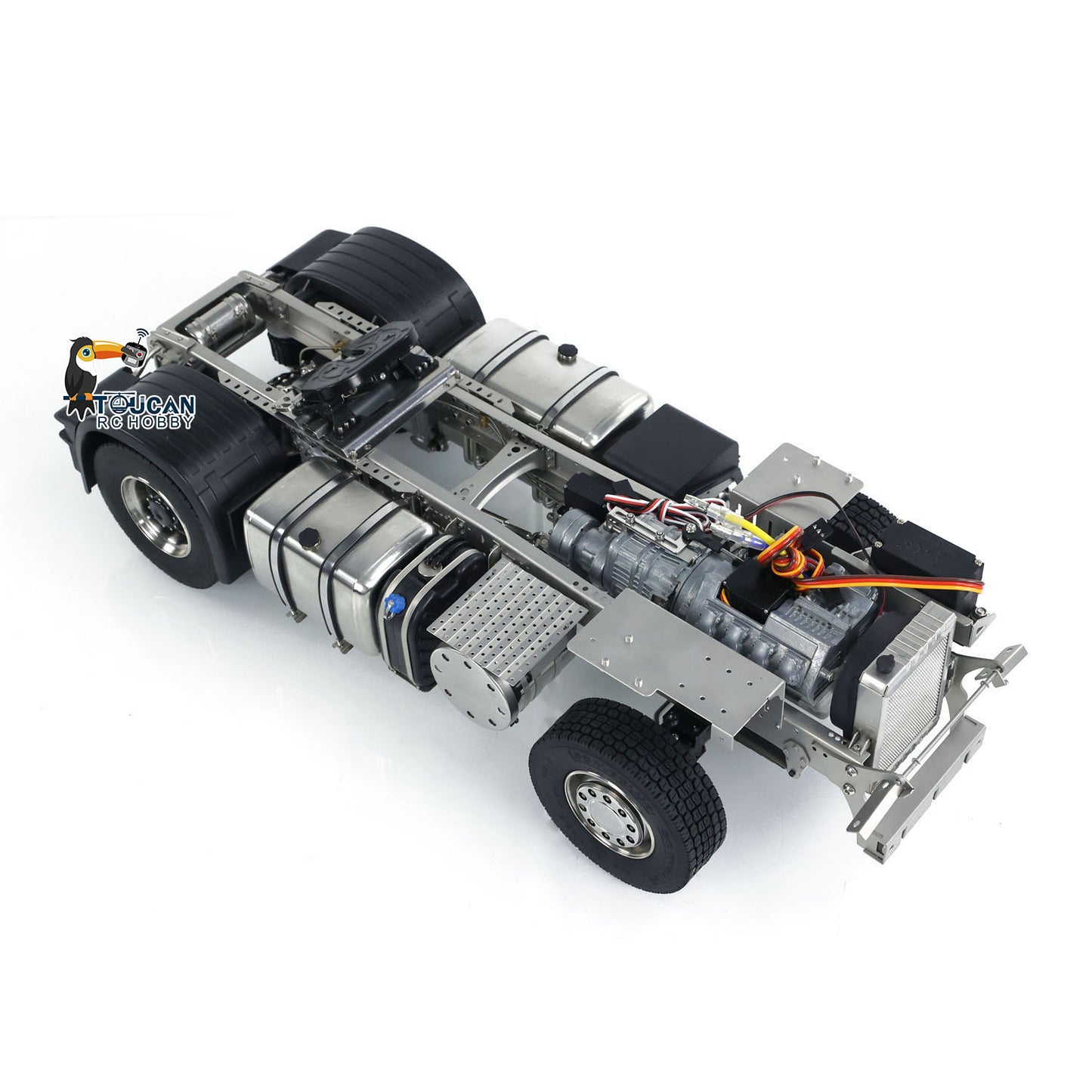 4x4 1/14 Metallchassis für RC-Sattelzugmaschine R620 R730 Ferngesteuertes Automodell mit 3-Gang-Getriebe und Differentialsperre