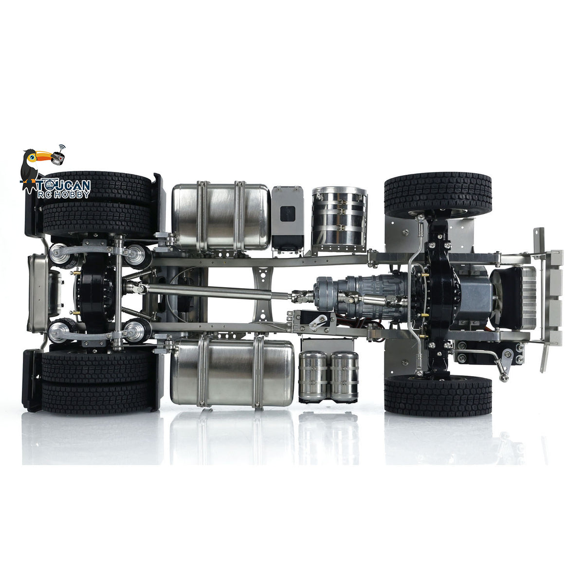 4x4 1/14 Metallchassis für RC-Sattelzugmaschine R620 R730 Ferngesteuertes Automodell mit 3-Gang-Getriebe und Differentialsperre