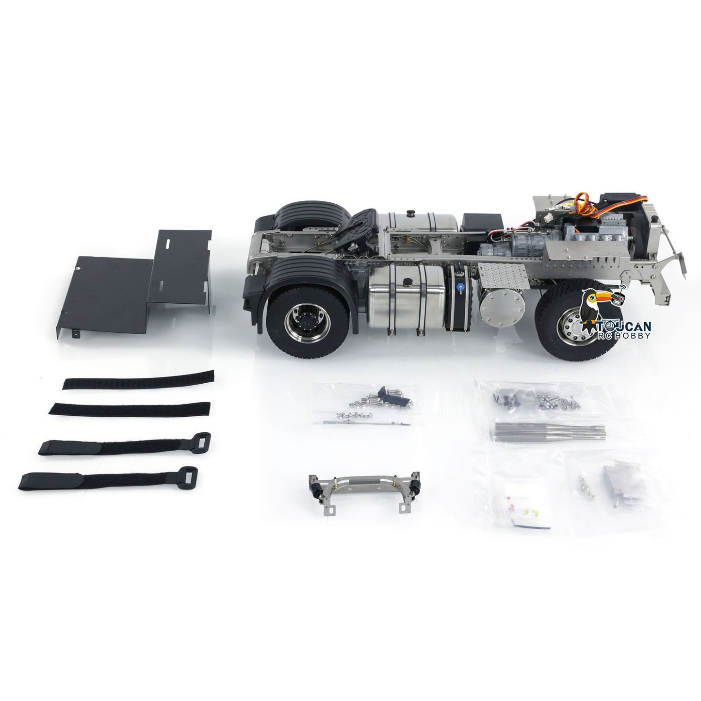 4x4 1/14 Metallchassis für RC-Sattelzugmaschine R620 R730 Ferngesteuertes Automodell mit 3-Gang-Getriebe und Differentialsperre