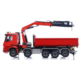 RC 1/14 10x10 Hydraulic Crane Tipper Construction Truck Full Dumper Lorry U-shaped Short Bucket Rear Axle Lifting Steering XELite Radio