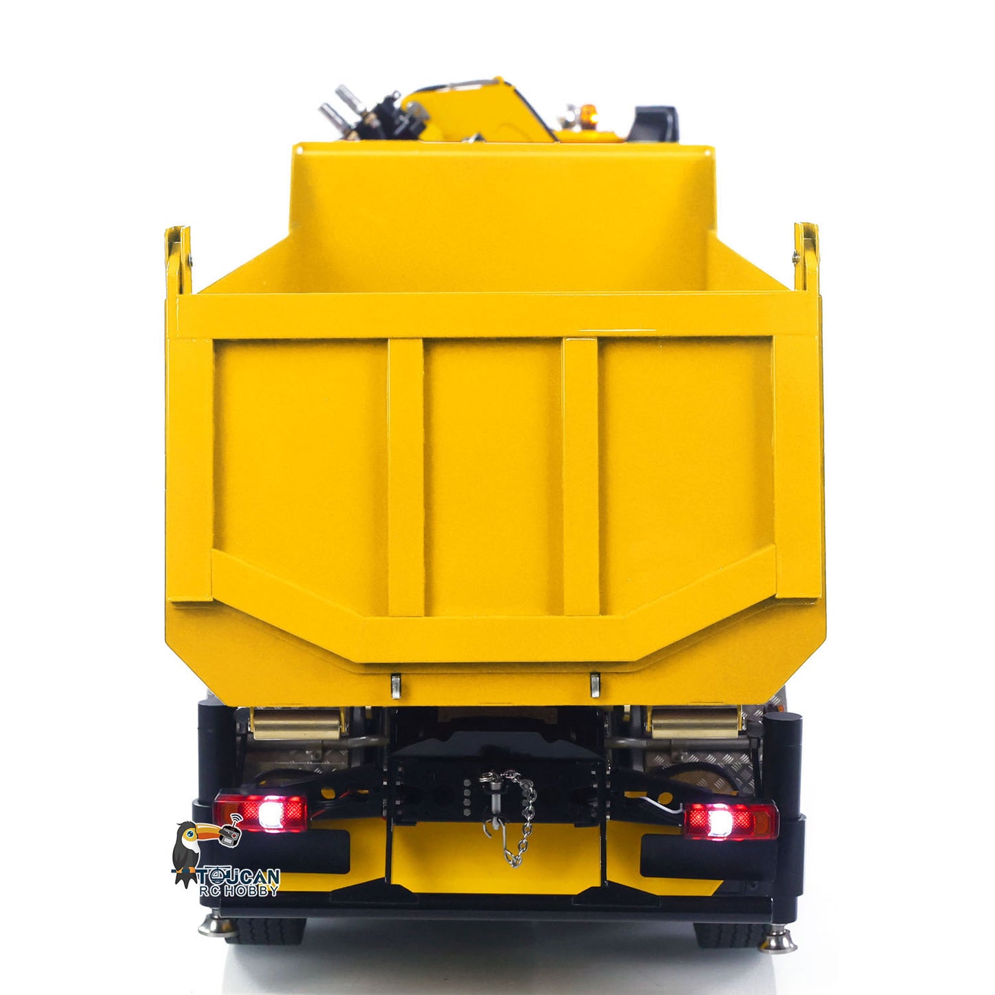 Toucanhobby 10x10 1/14 Metal RC Hydraulic Crane Dumper Truck 3-Speed Transmission Rear Axle Steering 9-Channel Reversing Valve for Indoor Play