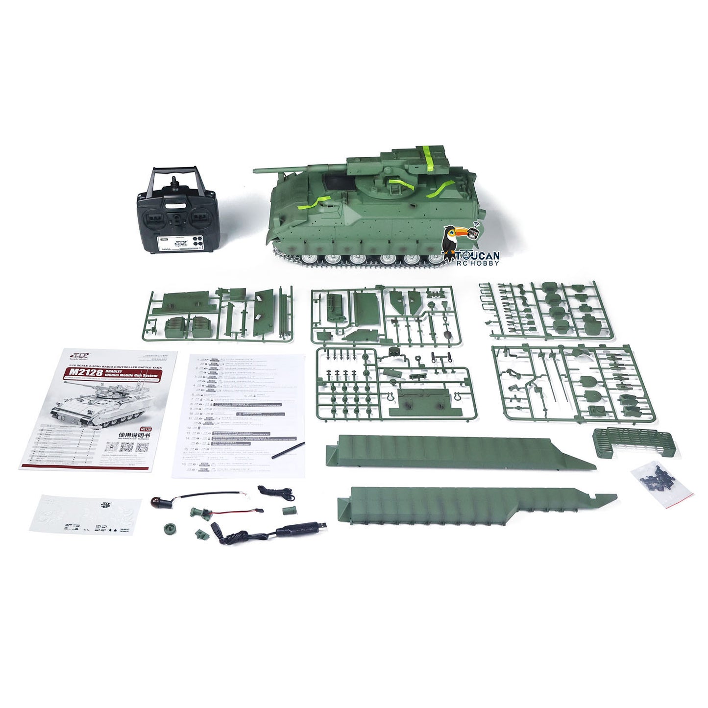 TD 1/16 Remote Control Military Tank M2128 Bradley Metal Tracks Wheels Infrared Combating System Barrel Recoil Elevation Smoke Unit