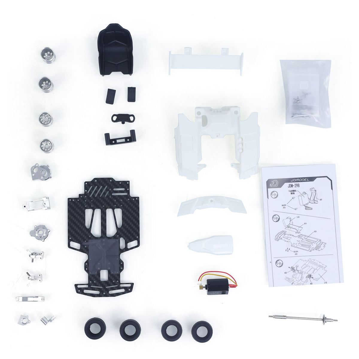JDM 298B 1/10 Plastic RC Go-Kart DIY Model Radio Controlled Electric Racing Vehicle Unlimited Retrofit for Advanced Player