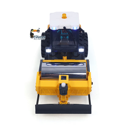 1/50 Mini Remote Control Road Roller RTR Electric RC Construction Vehicle Finished Model Metal Blade Lights Sounds Effect