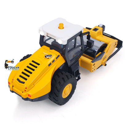 1/50 Mini Remote Control Road Roller RTR Electric RC Construction Vehicle Finished Model Metal Blade Lights Sounds Effect